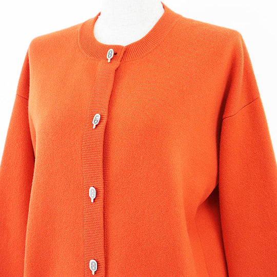 HERMES knit 97% cashmere, 2% nylon Orange Women 36 Used Authentic