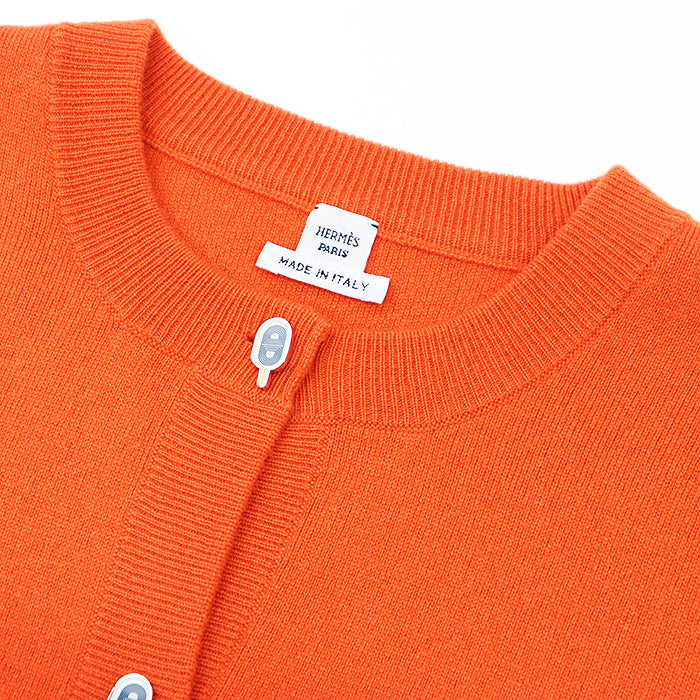 HERMES knit 97% cashmere, 2% nylon Orange Women 36 Used Authentic