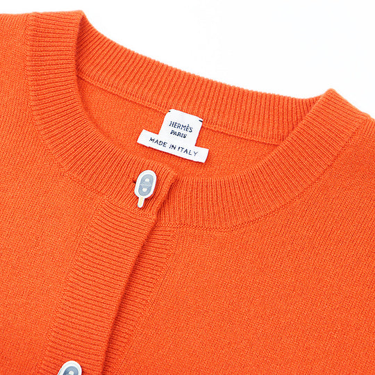HERMES knit 97% cashmere, 2% nylon Orange Women 36 Used Authentic