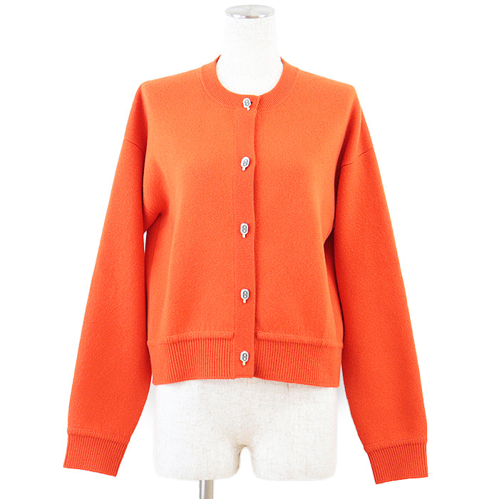 HERMES knit 97% cashmere, 2% nylon Orange Women 36 Used Authentic