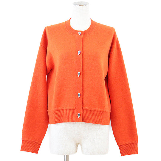 HERMES knit 97% cashmere, 2% nylon Orange Women 36 Used Authentic
