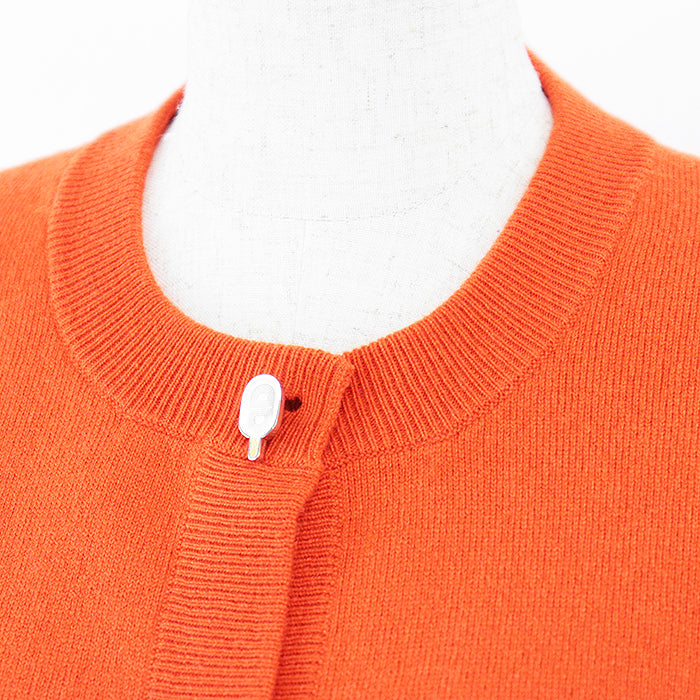 HERMES knit 97% cashmere, 2% nylon Orange Women 36 Used Authentic