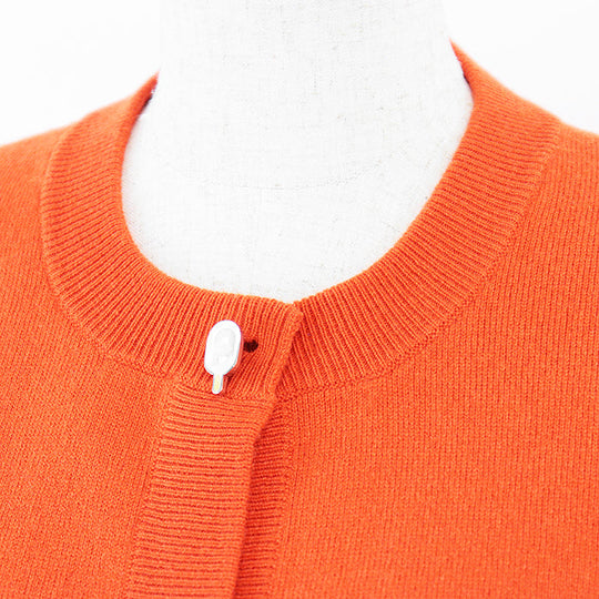HERMES knit 97% cashmere, 2% nylon Orange Women 36 Used Authentic