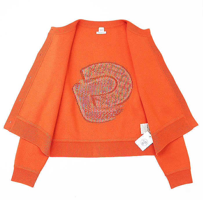 HERMES knit 97% cashmere, 2% nylon Orange Women 36 Used Authentic