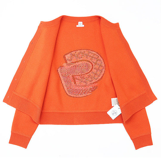 HERMES knit 97% cashmere, 2% nylon Orange Women 36 Used Authentic