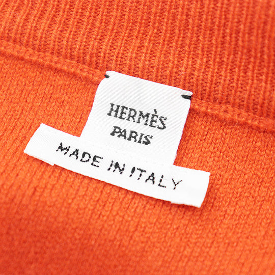 HERMES knit 97% cashmere, 2% nylon Orange Women 36 Used Authentic