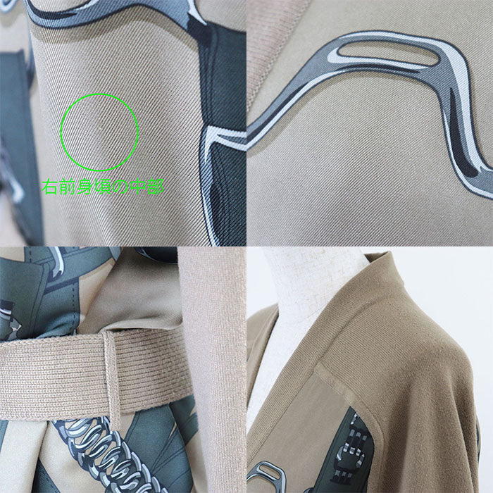 HERMES knit 100% virgin wool [separate fabric] 100% silk Brown, Multicolor Women 38 Used Authentic