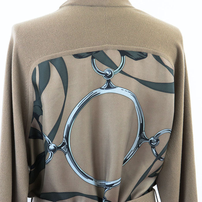 HERMES knit 100% virgin wool [separate fabric] 100% silk Brown, Multicolor Women 38 Used Authentic