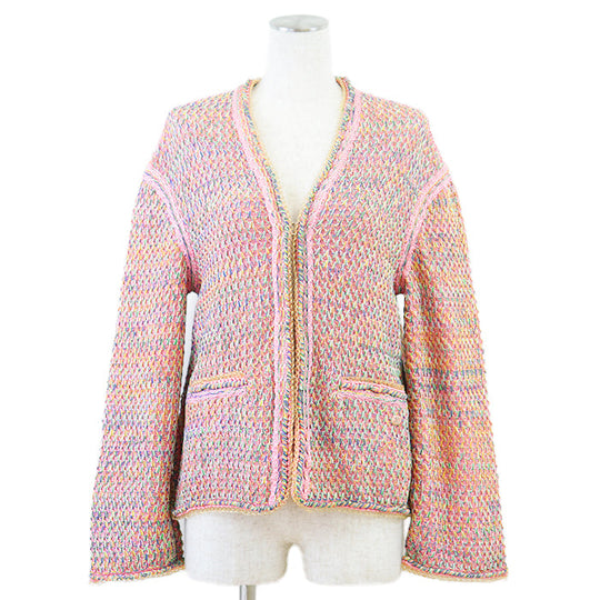 CHANEL knit P56616 61% silk, 28% cotton Pink, Multicolor Women 36 Used Authentic