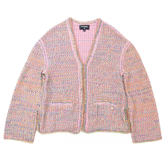 CHANEL knit P56616 61% silk, 28% cotton Pink, Multicolor Women 36 Used Authentic