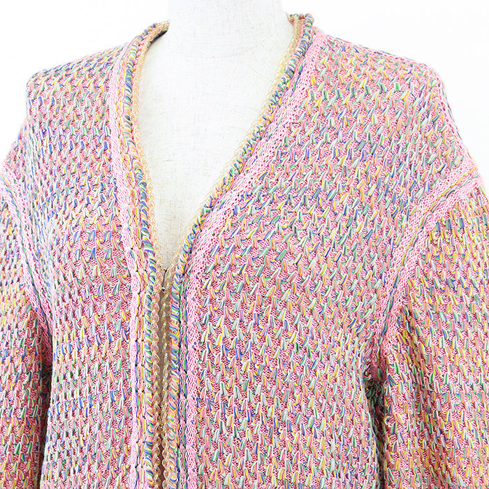 CHANEL knit P56616 61% silk, 28% cotton Pink, Multicolor Women 36 Used Authentic
