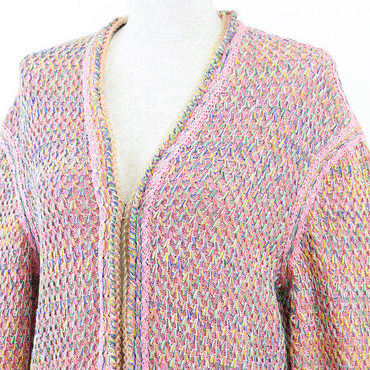CHANEL knit P56616 61% silk, 28% cotton Pink, Multicolor Women 36 Used Authentic