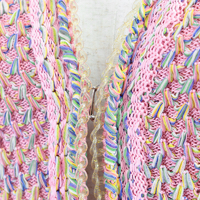 CHANEL knit P56616 61% silk, 28% cotton Pink, Multicolor Women 36 Used Authentic