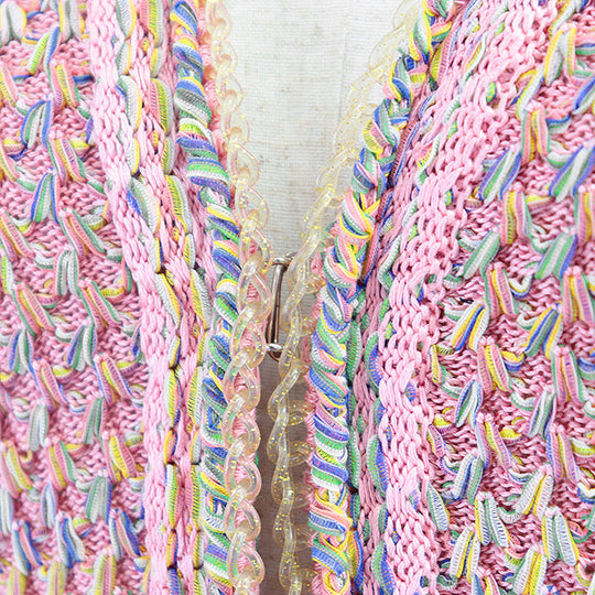 CHANEL knit P56616 61% silk, 28% cotton Pink, Multicolor Women 36 Used Authentic