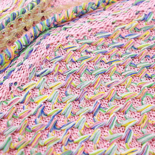 CHANEL knit P56616 61% silk, 28% cotton Pink, Multicolor Women 36 Used Authentic