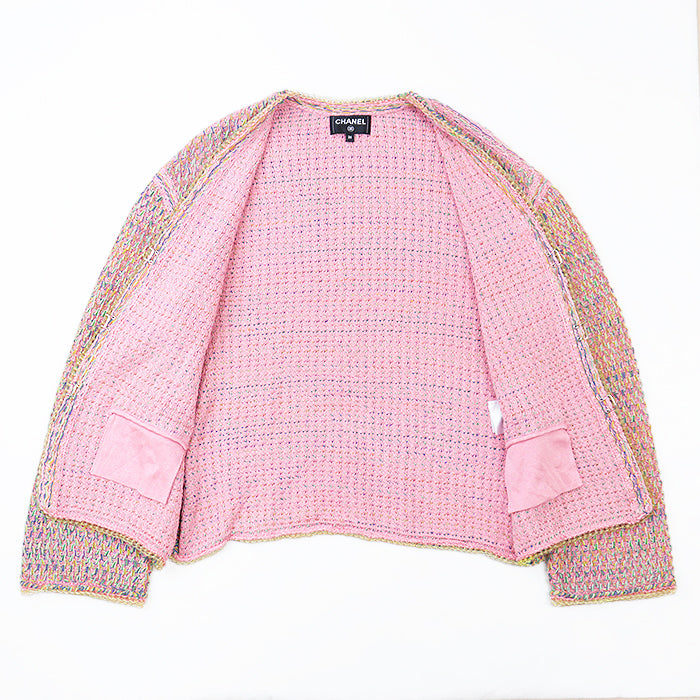 CHANEL knit P56616 61% silk, 28% cotton Pink, Multicolor Women 36 Used Authentic