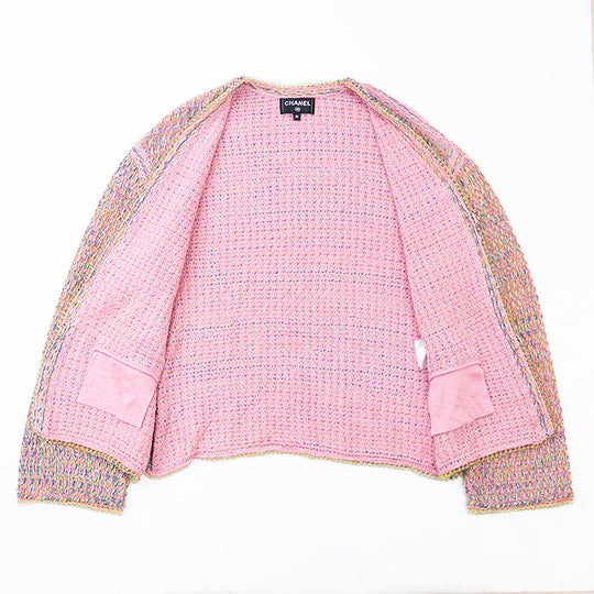 CHANEL knit P56616 61% silk, 28% cotton Pink, Multicolor Women 36 Used Authentic