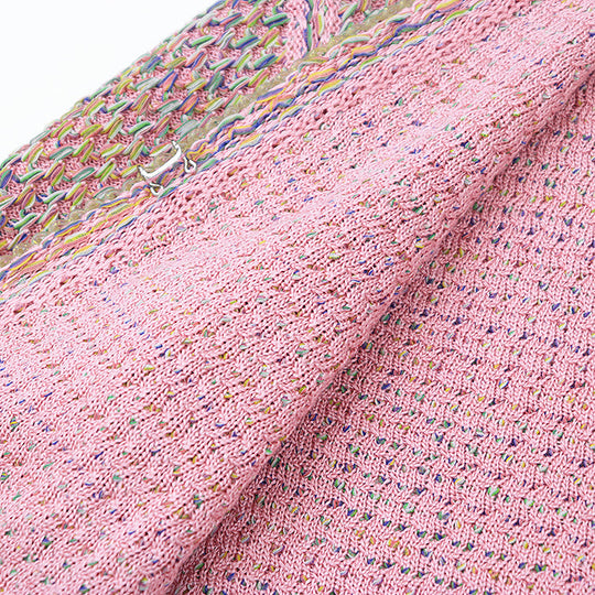 CHANEL knit P56616 61% silk, 28% cotton Pink, Multicolor Women 36 Used Authentic