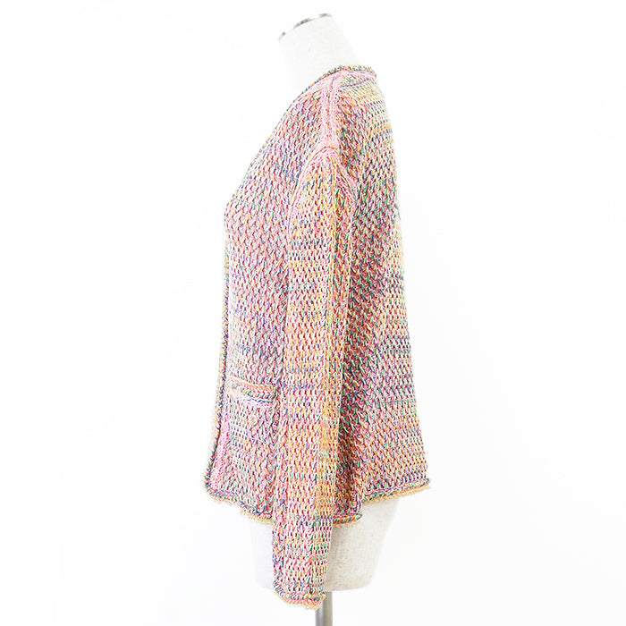 CHANEL knit P56616 61% silk, 28% cotton Pink, Multicolor Women 36 Used Authentic