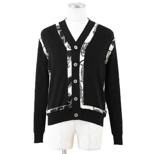 HERMES knit wool Black, Ivory S