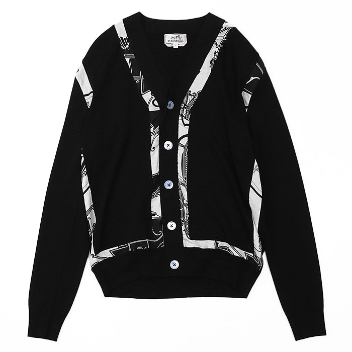 HERMES knit wool Black, Ivory S