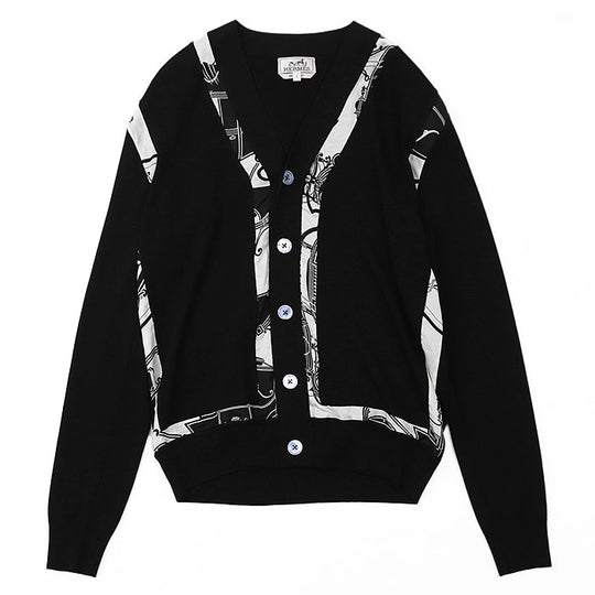 HERMES knit wool Black, Ivory S