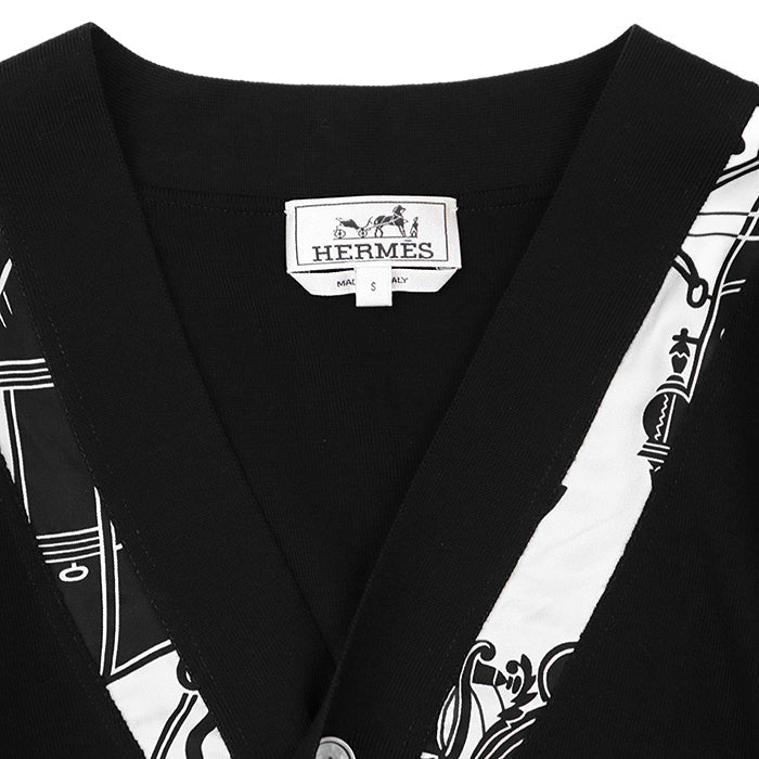 HERMES knit wool Black, Ivory S