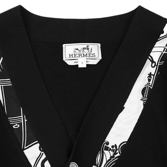 HERMES knit wool Black, Ivory S