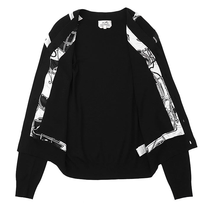 HERMES knit wool Black, Ivory S