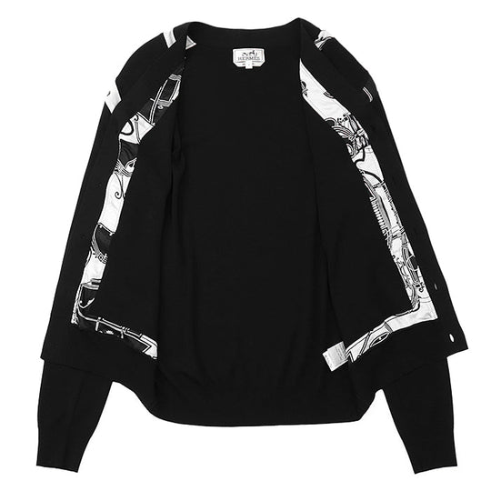 HERMES knit wool Black, Ivory S