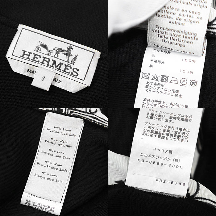 HERMES knit wool Black, Ivory S