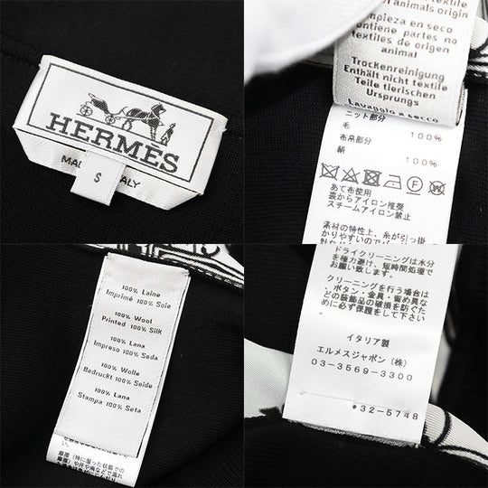HERMES knit wool Black, Ivory S
