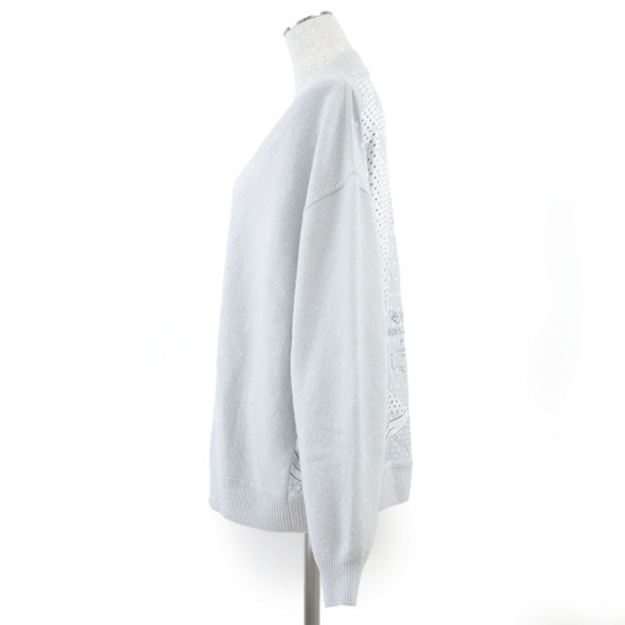 HERMES knit 68% wool, 29% cashmere [separate fabric] 100% silk Sac blue Women 38 Used Authentic
