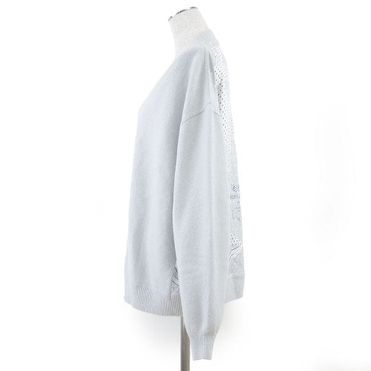 HERMES knit 68% wool, 29% cashmere [separate fabric] 100% silk Sac blue Women 38 Used Authentic