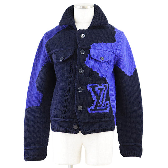 LOUIS VUITTON knit RM202M UTF HJN06W 100% wool Navy, Blue mens S Used Authentic