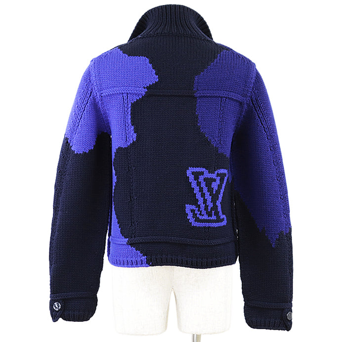 LOUIS VUITTON knit RM202M UTF HJN06W 100% wool Navy, Blue mens S Used Authentic