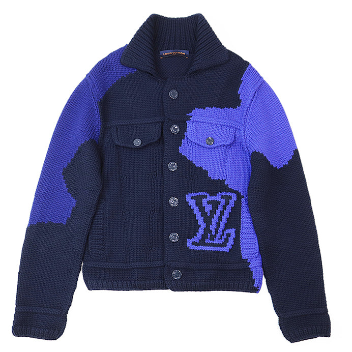 LOUIS VUITTON knit RM202M UTF HJN06W 100% wool Navy, Blue mens S Used Authentic