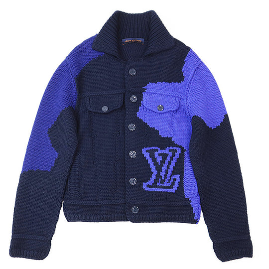 LOUIS VUITTON knit RM202M UTF HJN06W 100% wool Navy, Blue mens S Used Authentic