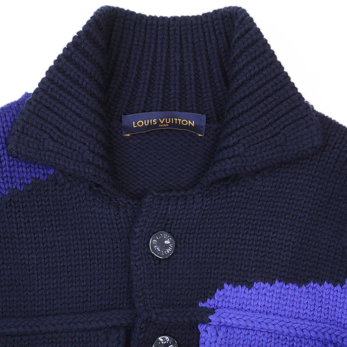 LOUIS VUITTON knit RM202M UTF HJN06W 100% wool Navy, Blue mens S Used Authentic