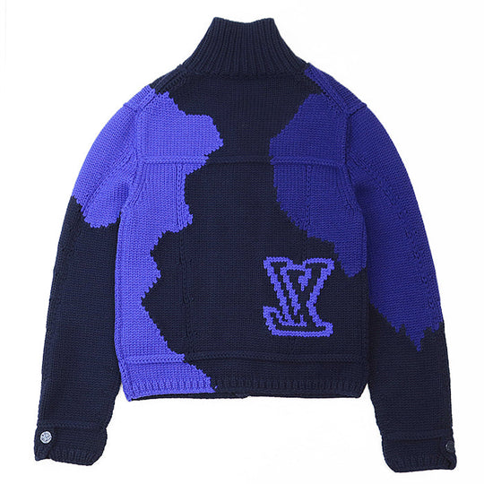 LOUIS VUITTON knit RM202M UTF HJN06W 100% wool Navy, Blue mens S Used Authentic