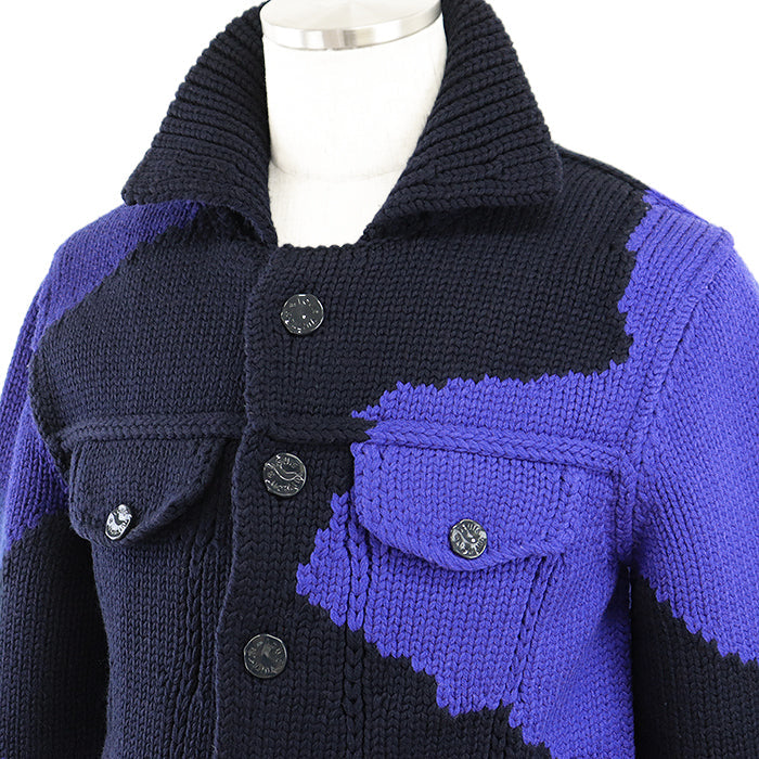 LOUIS VUITTON knit RM202M UTF HJN06W 100% wool Navy, Blue mens S Used Authentic