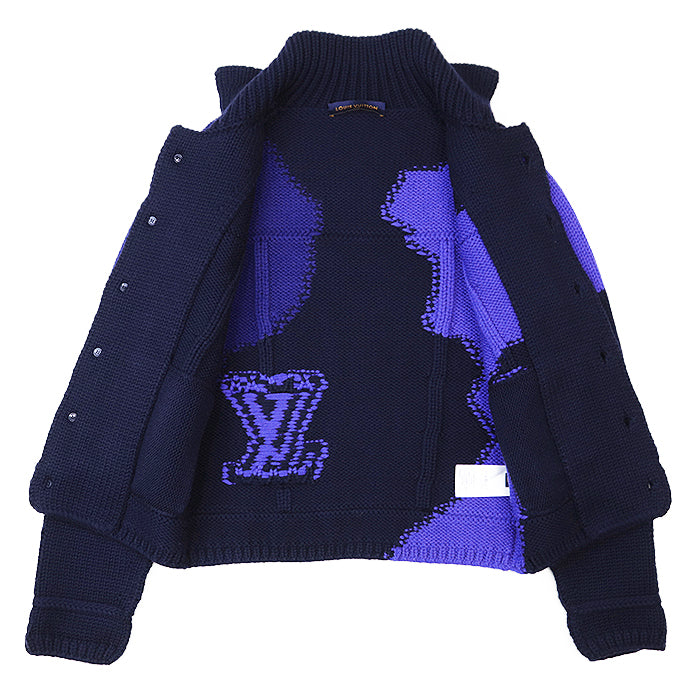 LOUIS VUITTON knit RM202M UTF HJN06W 100% wool Navy, Blue mens S Used Authentic