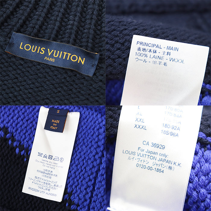 LOUIS VUITTON knit RM202M UTF HJN06W 100% wool Navy, Blue mens S Used Authentic