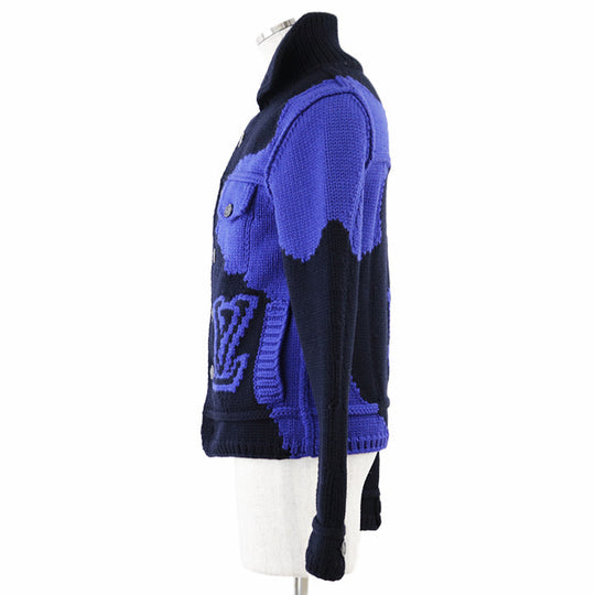LOUIS VUITTON knit RM202M UTF HJN06W 100% wool Navy, Blue mens S Used Authentic