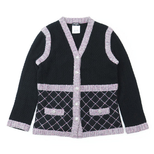 CHANEL knit 50% silk, 40% cashmere Black pink P52797 Women 38 Used Authentic