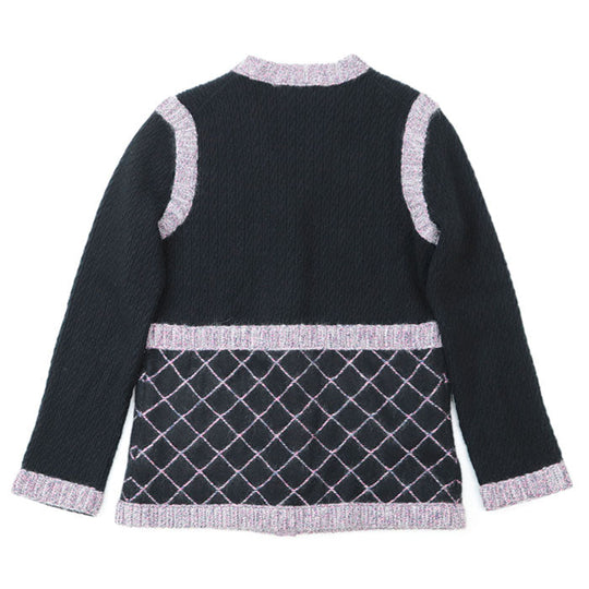 CHANEL knit 50% silk, 40% cashmere Black pink P52797 Women 38 Used Authentic