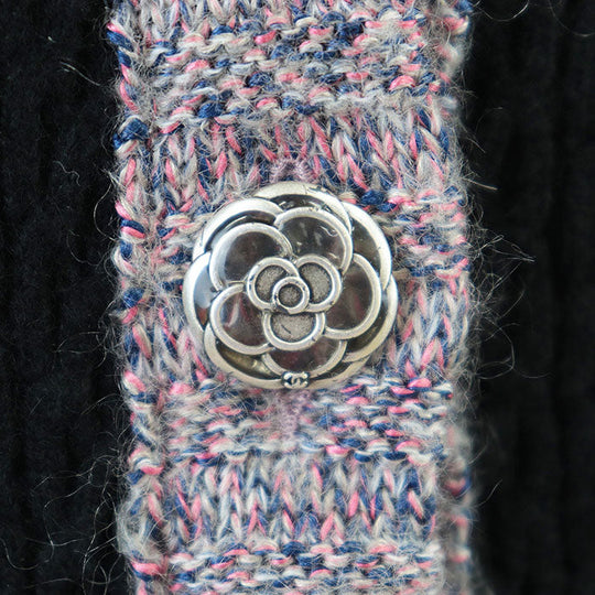 CHANEL knit 50% silk, 40% cashmere Black pink P52797 Women 38 Used Authentic