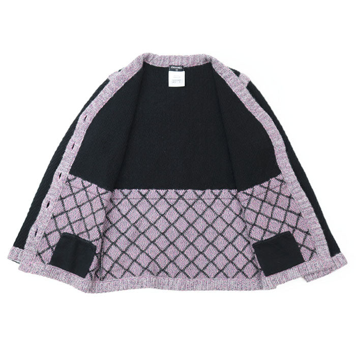 CHANEL knit 50% silk, 40% cashmere Black pink P52797 Women 38 Used Authentic