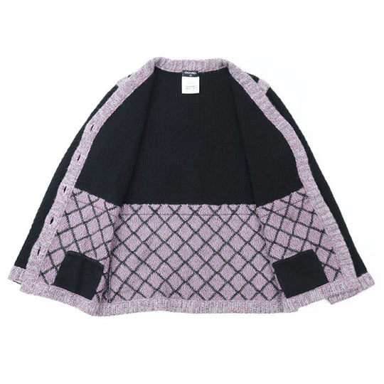 CHANEL knit 50% silk, 40% cashmere Black pink P52797 Women 38 Used Authentic