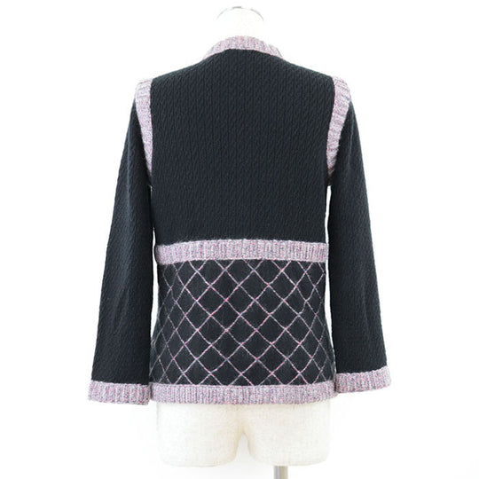 CHANEL knit 50% silk, 40% cashmere Black pink P52797 Women 38 Used Authentic
